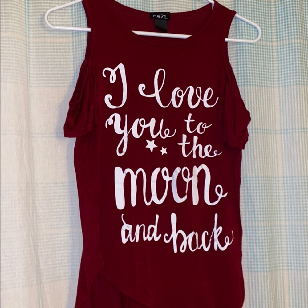 red cut off shoulder top